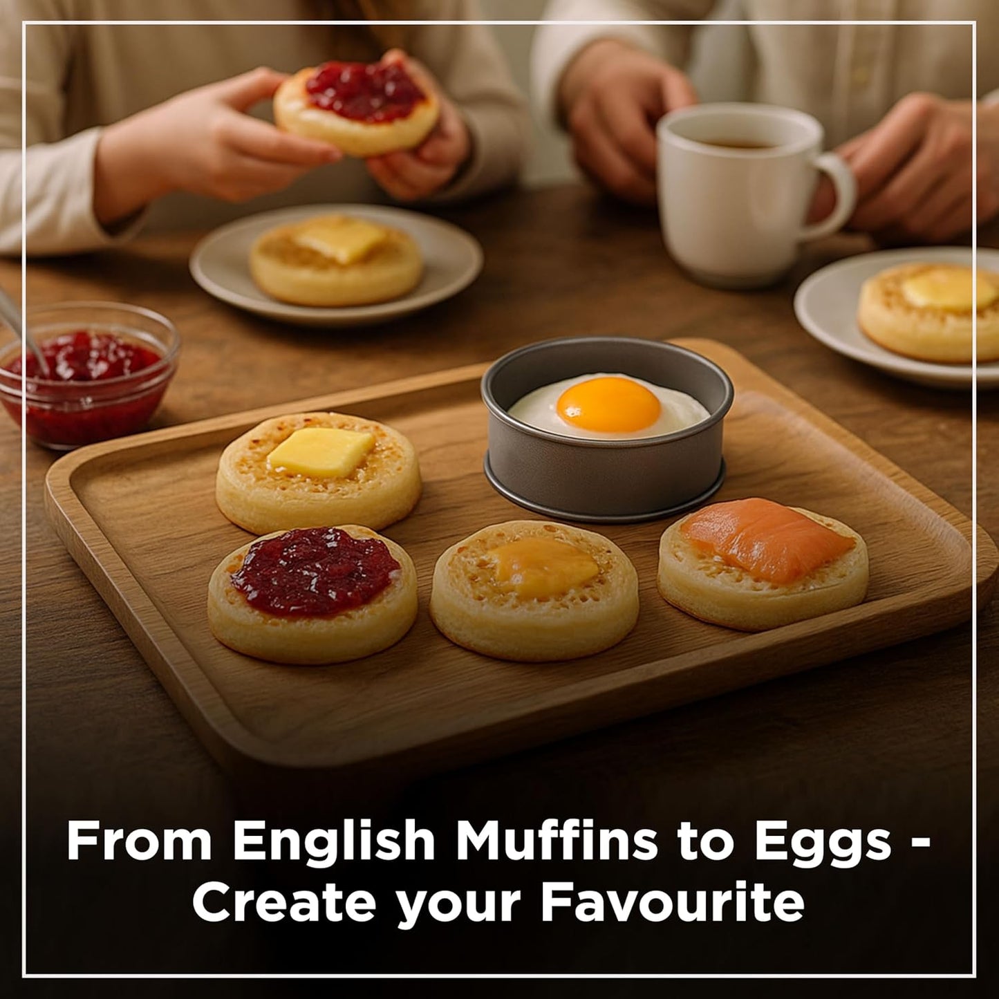 Wrenbury Crumpet Rings Nonstick 3.5 inch - English Muffin Rings - Set of 6 Food Ring Molds for Cooking – Metal Baking Egg Ring Set - Made in England