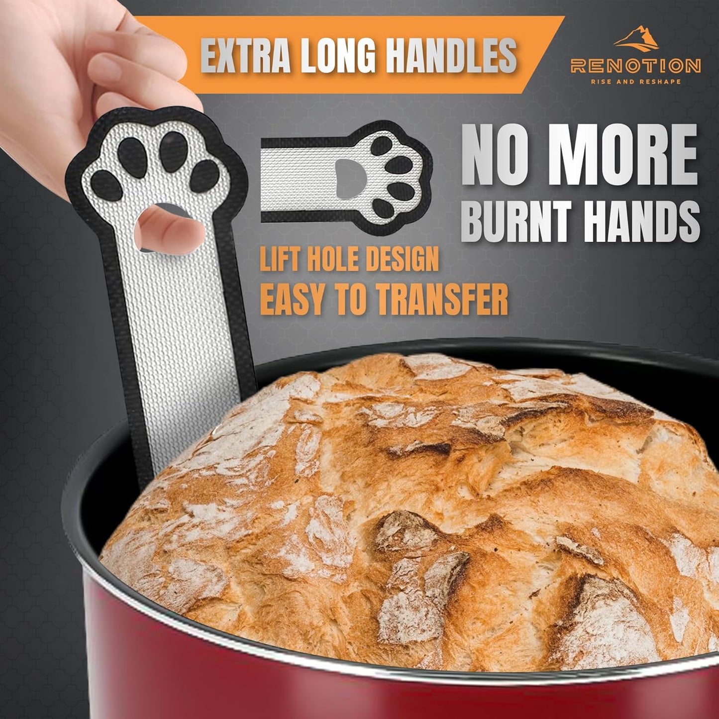 Sourdough Silicone Bread Sling 500 Degrees, 2 PCS Nonstick & Easy Clean Reusable Bread Mat for Dutch Oven Liners with Oil Brush & Silicone Spatula, Sourdough Bread Baking Supplies with Long Handles