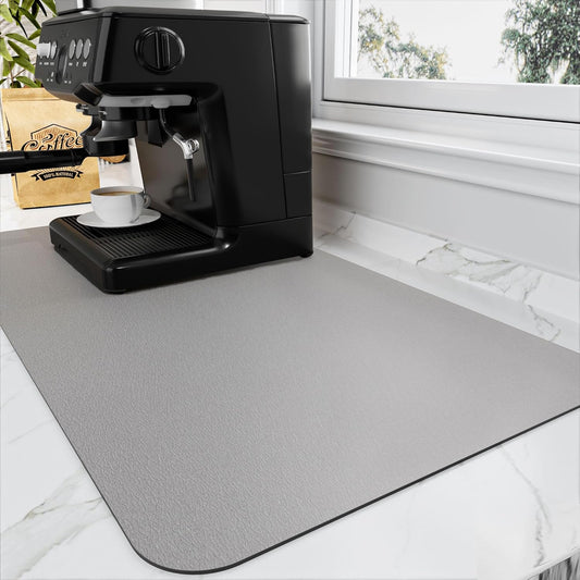 Coffee Mat - Absorbent Hide Stain Rubber Backed Dish Drying Mat for Kitchen Counter - Bar Mats for Countertops Accessories Fit Under Coffee Maker Espresso Machine