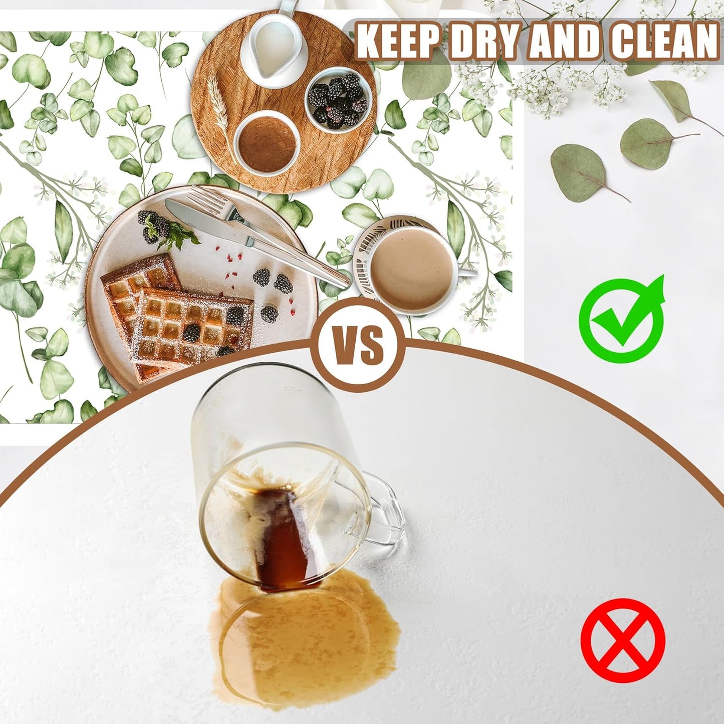 Eucalyptus Leaves Dish Drying Mat for Kitchen Counter Coffee Mat Hide Stain Absorbent Rubber Backed Drying Rack Pad Espresso Machine Coffee Bar Accessories 15.7 x 23.6 Inch