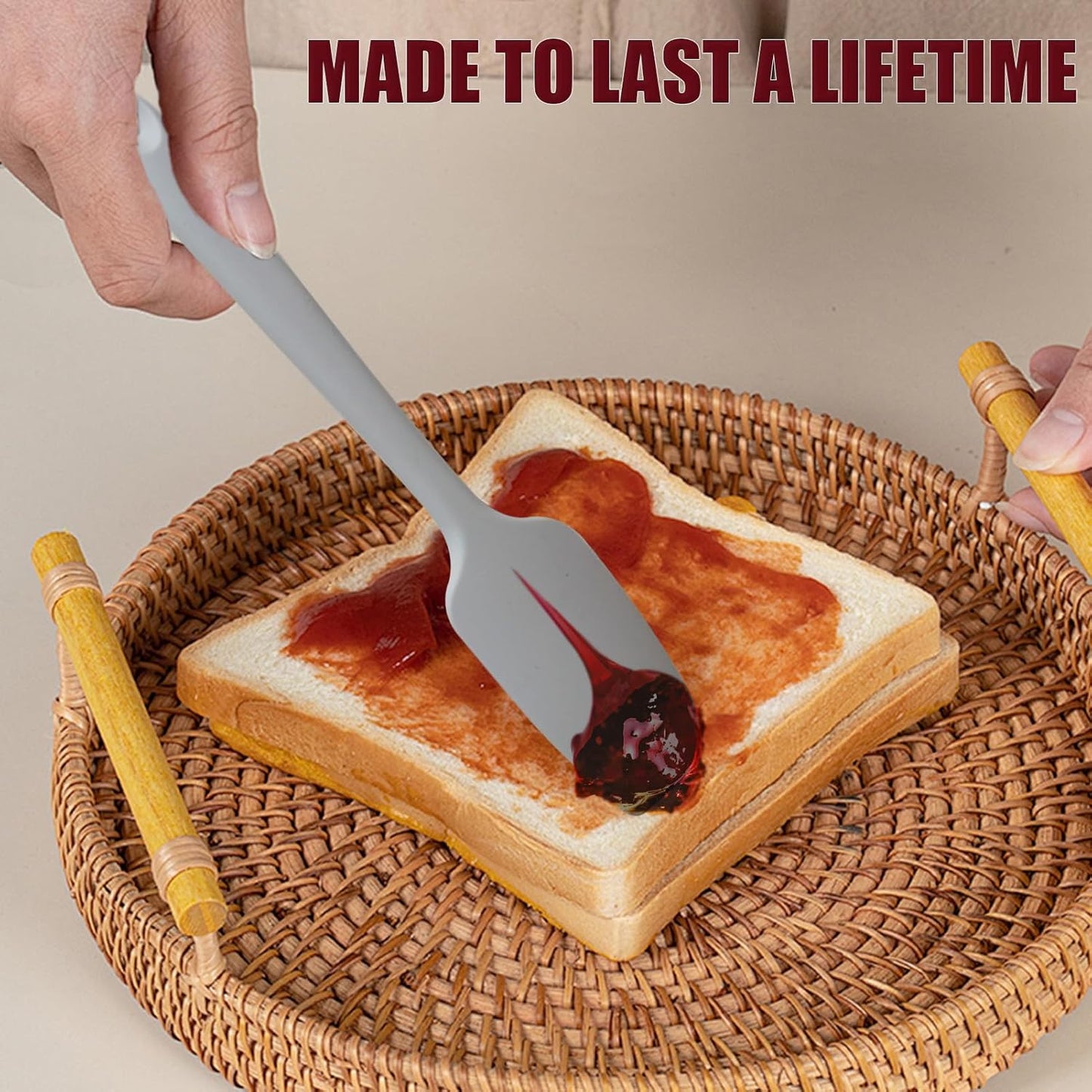 Silicone Spatula, 4-Pack Silicone Set,Heat Resistant for Non Stick,Food Grade Cookware with Stainless Steel for Mixing,Cooking,Baking,Flipping,Spreading,Lifting,Serving,BPA Free,Dishwasher Safe(Gray)