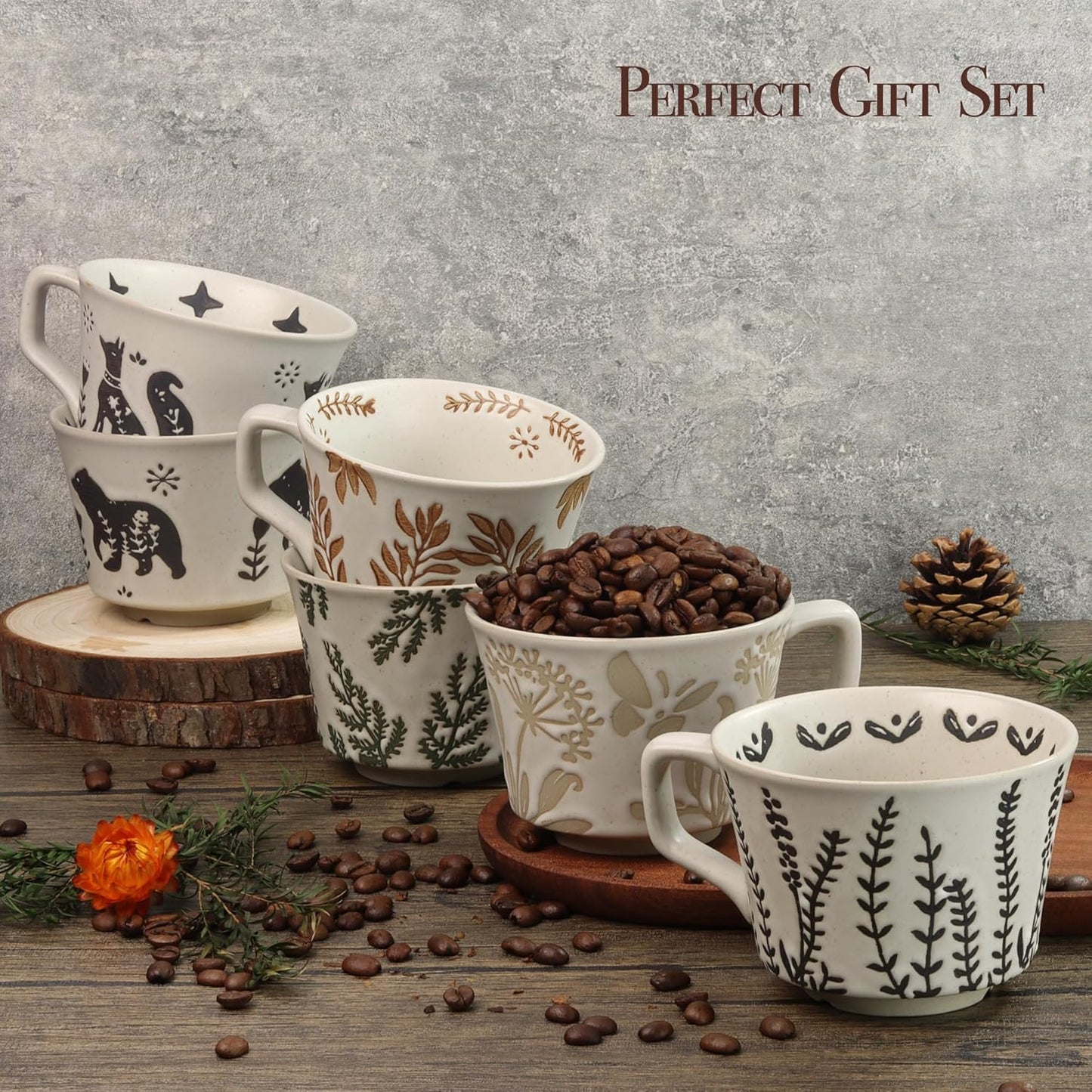 Ceramic Coffee Mug, 12 oz Novelty Unique Teacup with Large Handle, Stoneware Cup for Tea Mocha Latte Cappuccino Espresso (Bear)