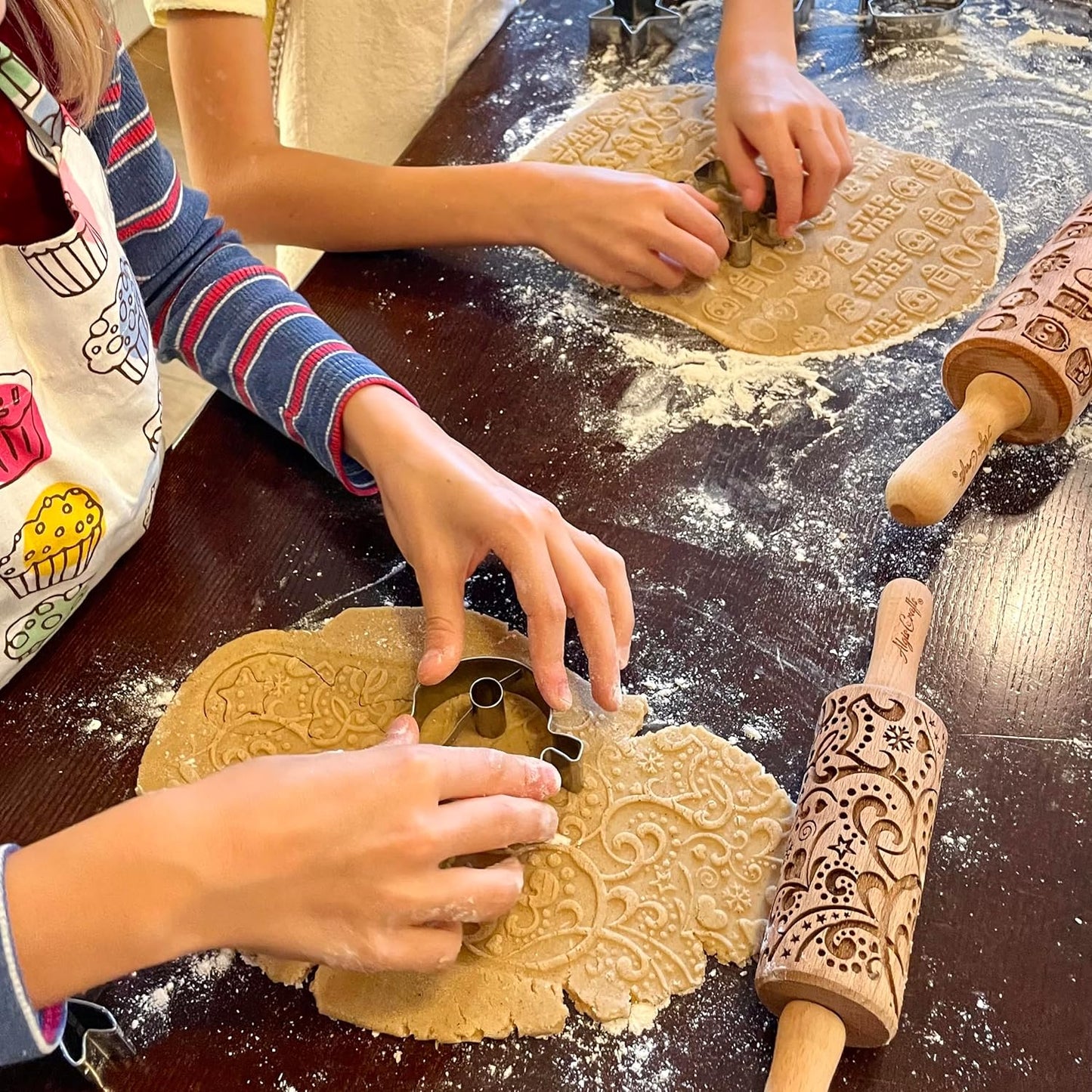 SAKURA TREE Embossing Rolling Pin with Blooming Sakura Flowers Pattern. Dough and Clay Roller for Embossed Cookies Fondant Pottery. Cookie and Ceramic Stamp. Backing Gifts for Women by Algis Crafts