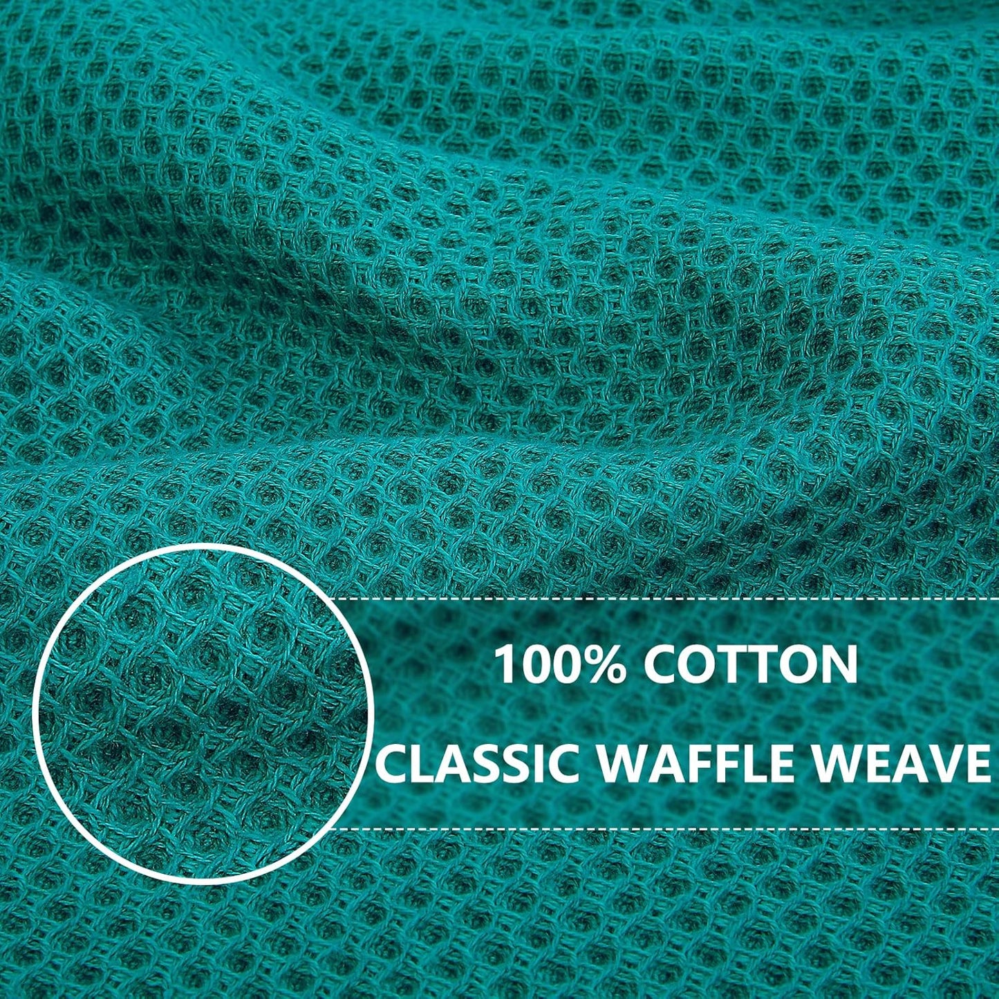 Homaxy 100% Cotton Waffle Weave Kitchen Dish Cloths, Ultra Soft Absorbent Quick Drying Dish Towels, 12 x 12 Inches, 12-Pack, Teal
