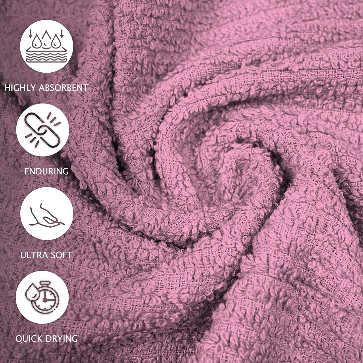 ZUPERIA Bar Mop Kitchen Towels - Pack of 12 (16" x19”) 100% Ring Spun Cotton - Dish Washcloths for Superb Cleaning and Less Lint - Highly Absorbent Dish Cloths and Dish Towels for Everyday use (Pink)