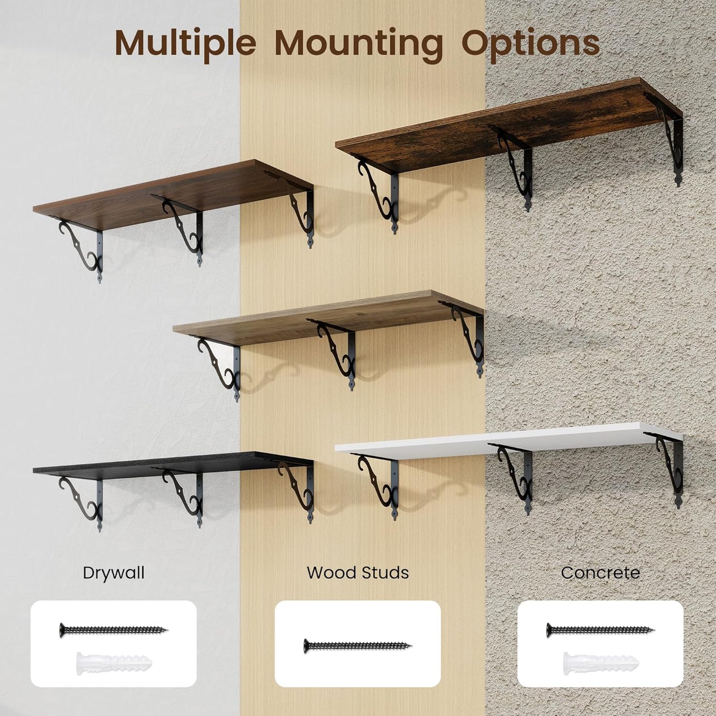 RICHFOCUS 12 Inch Deep Floating Shelves for Wall, 36" W x 12" D Wood Wall Shelves Set of 2, Wide Floating Shelves for Living Room, Bedroom, Kitchen, Bathroom and Decor Storage, Walnut