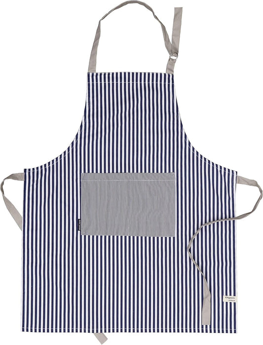 AMOUR INFINI Cotton Aprons for Women with Pockets Adjustable Strap and Waist Ties Washable Printed Aprons for Baking, Cooking, Gardening (27.5 x 33 Inches - Blue)