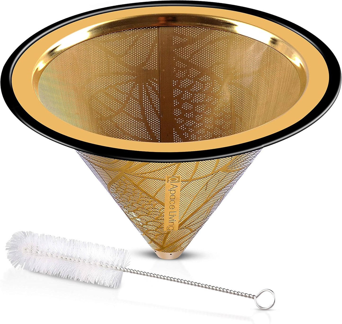 Compatible with Chemex, Hario V60 Pour Over Coffee Filter - Wide Metal Base Reusable Stainless Steel Coffee Dripper - Paperless Coffee Filter for Sustainable Brewing