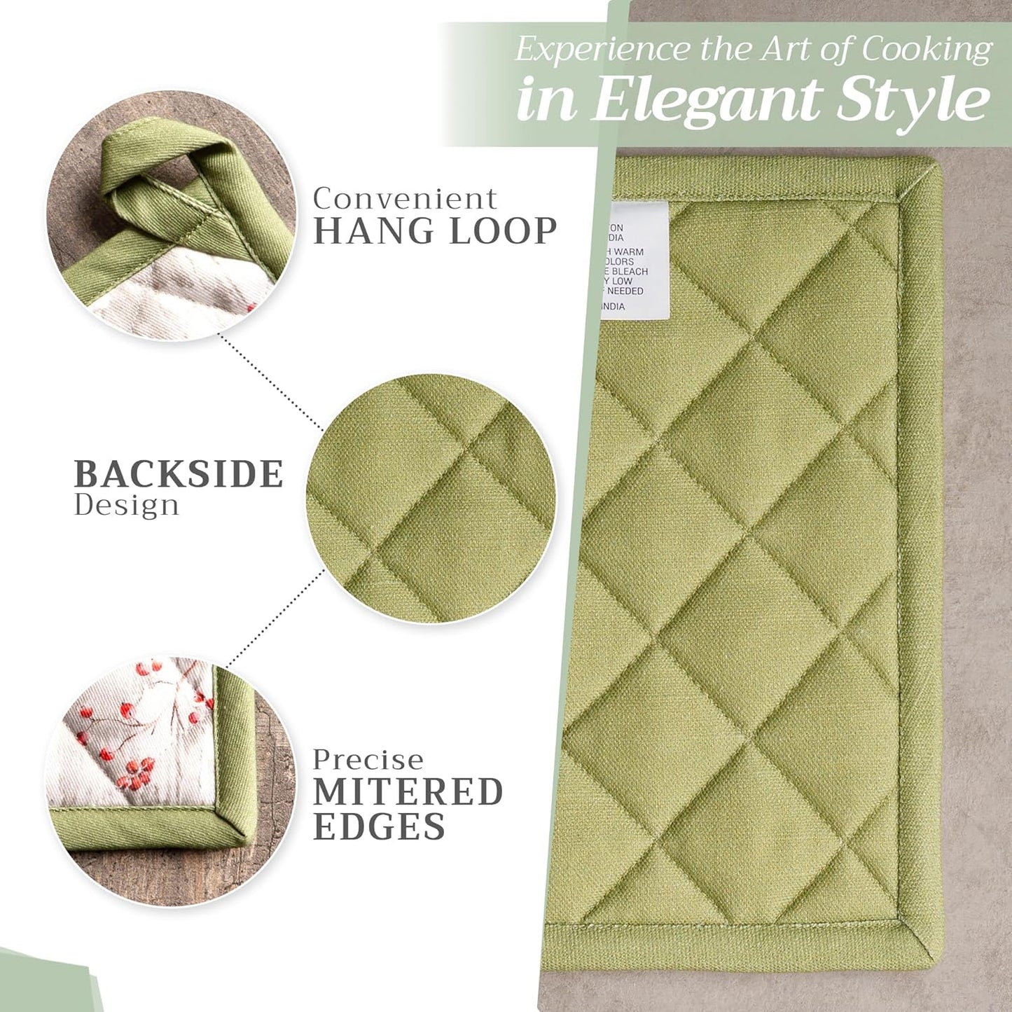 Maison d' Hermine Pot Holders 100% Cotton Heat Resistant Potholders 8" x 8" Hot Pads with Loop BBQ, Cooking, Baking, Grilling, Kitchen, Handling Hot Pans (Pack of 1, Mountain Life)