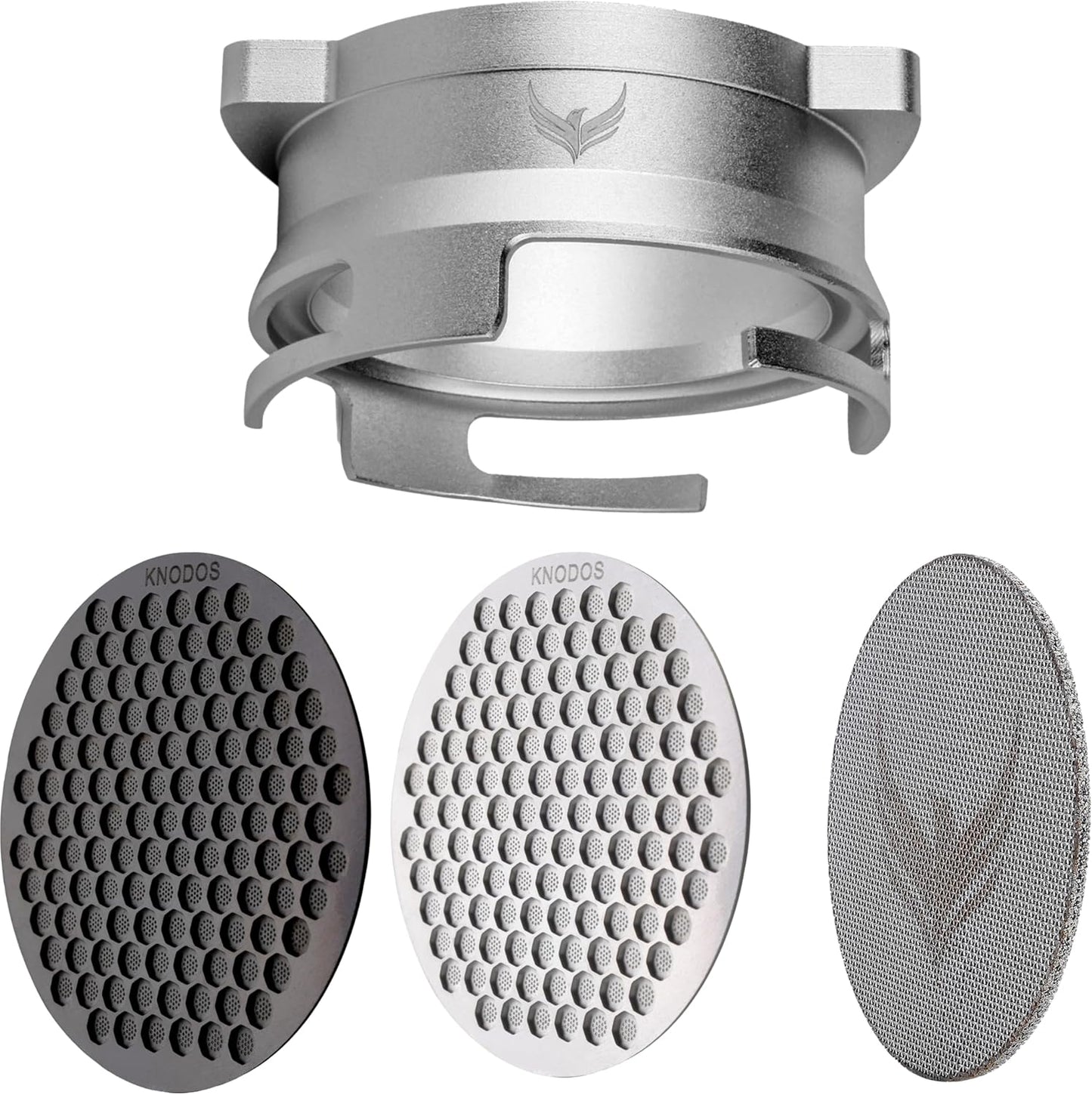 Portafilter Funnel 54mm and Puck Screen Kit Grinder Trigger Espresso Funnel and 3pcs Puck Filter Compatible with Breville Portafilters