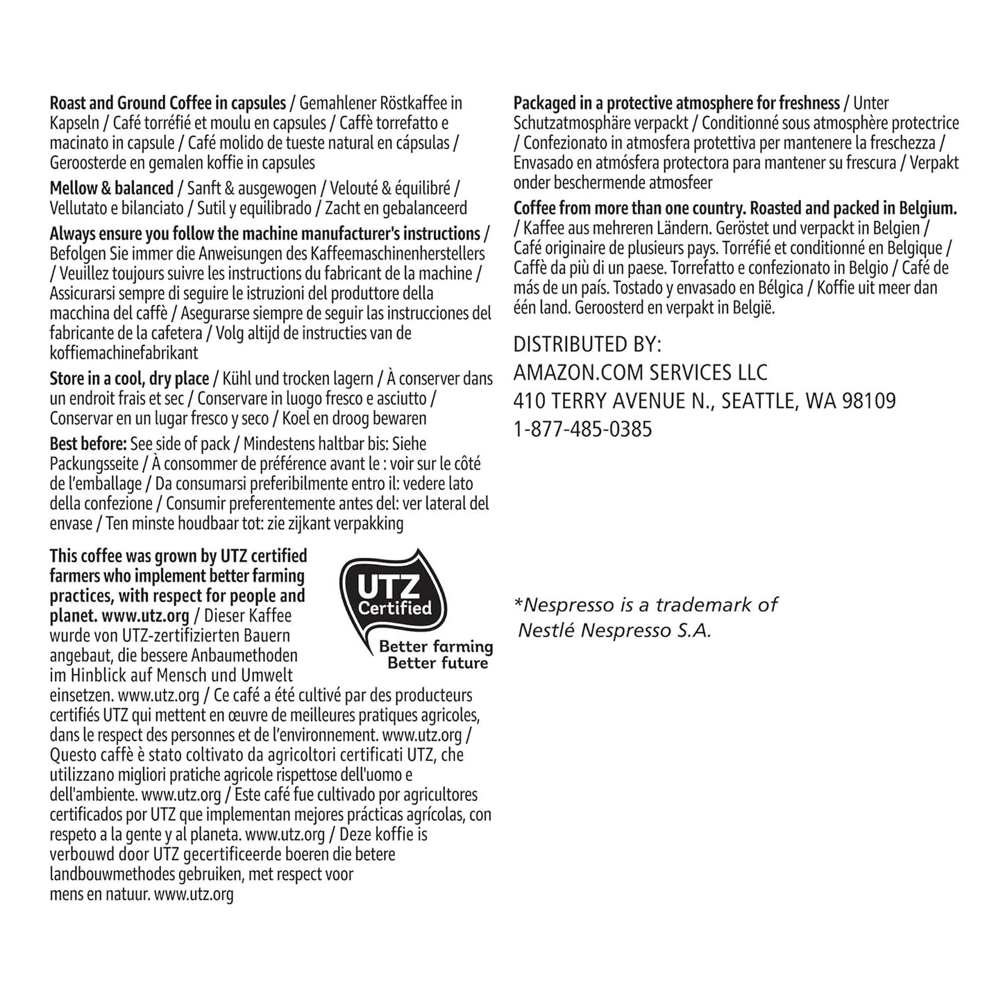 Amazon Brand - Solimo Espresso Capsules, Medium Roast, Compatible with Original Brewers, Pack of 1x50 Capsule (50 count)