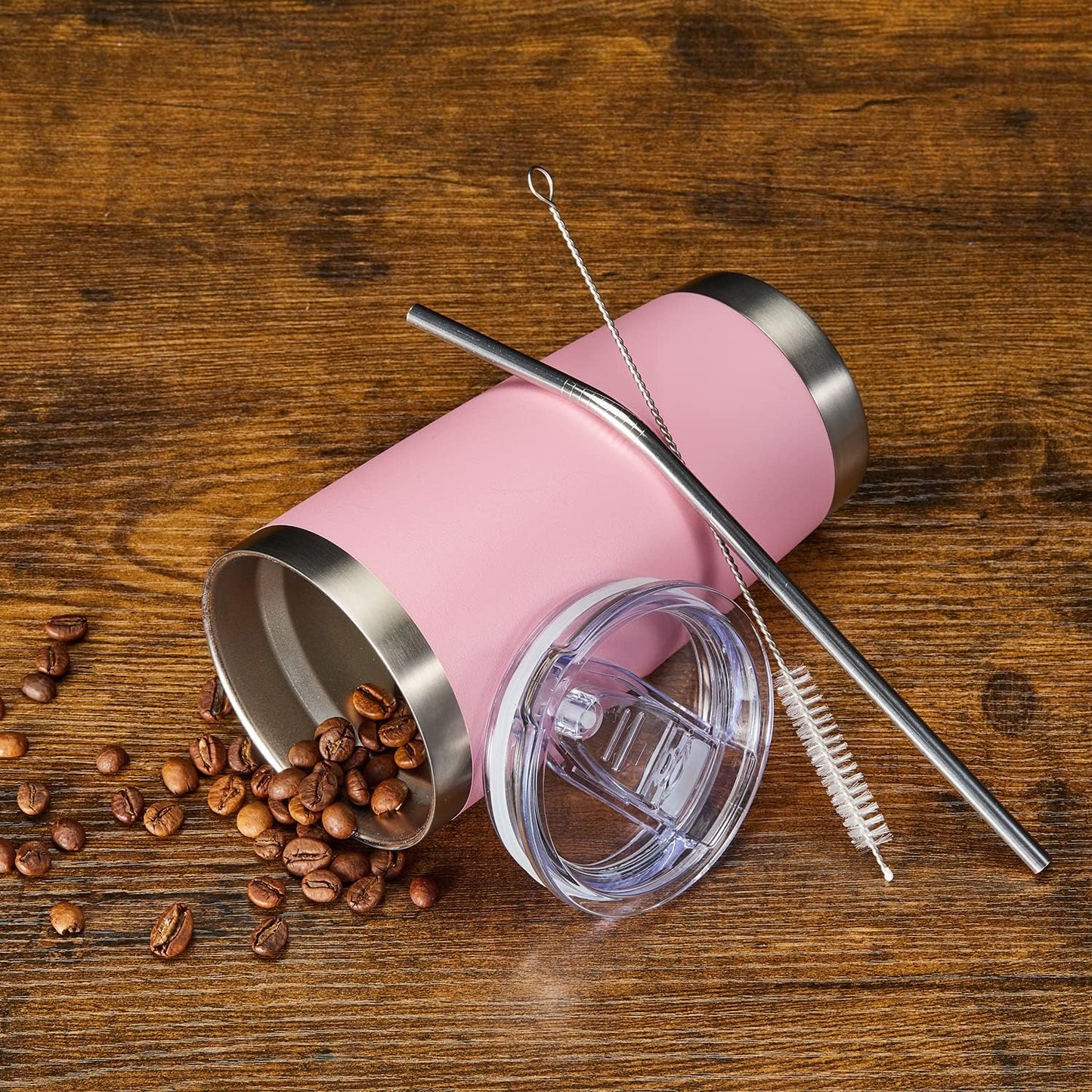 COMOOO 20oz Double Wall Vacuum Insulated Travel Mug, Stainless Steel Tumbler with Lid, Durable Powder Coated Insulated Coffee Cup for Cold & Hot Drinks (Pink, 6 Pack)