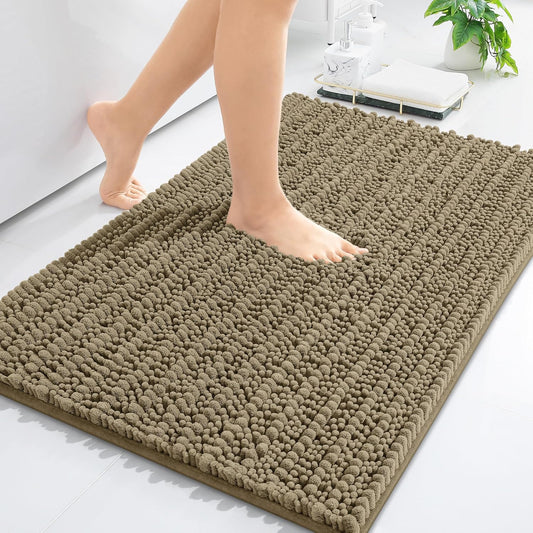 Arotive Luxury Chenille Bathroom Rug Mat, Extra Soft Thick Absorbent Shaggy Bath Rugs, Non-Slip Machine Wash Dry, Plush Bath Mats for Bathroom, Shower and Tub, 36x24, Camel