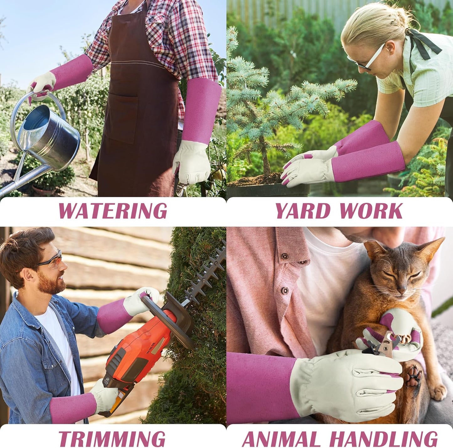 HANDLANDY Rose Pruning Gardening Gloves for Men & Women, Thornproof Long Gauntlet Gloves, Pigskin Leather - Breathable & Durability (Small)