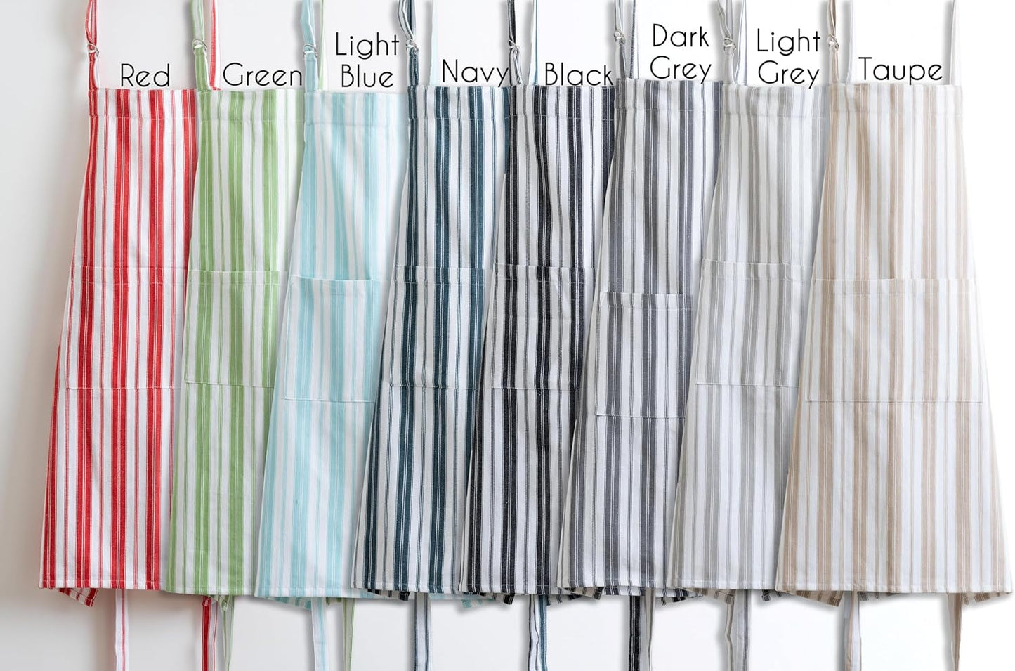 Cotton Professional Apron For Kitchen – 28 x 32 Inches – Women & Men – Useful When Cooking, Baking, Gardening – Adjustable Strap Around Waist & Neck With Pockets Navy Blue Stripes