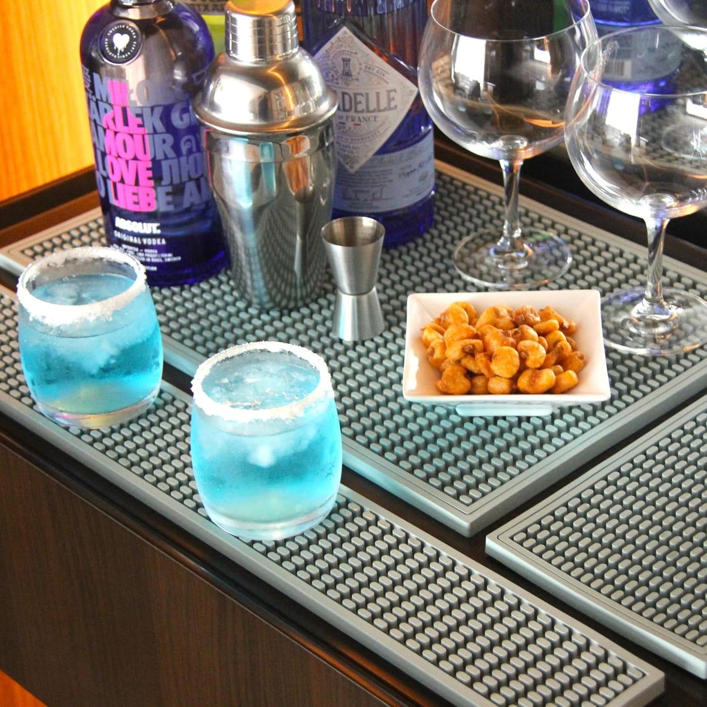 Bar Rail Mat 24x3. Non-Slip Serving Rubber Bar Mats for Countertop. 0.4" Thick Large Bar Service Spill Mat for Bartending, Restaurants, Coffees & Home Kitchen.