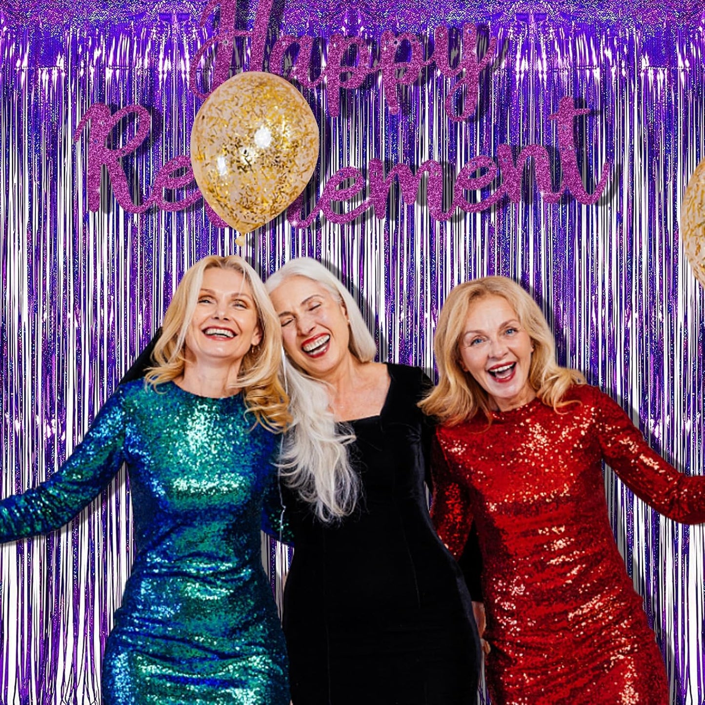 BRAVESHINE Purple Tinsel Foil Fringe Curtains - 2Pcs 3.2x8.2ft Metallic Holidays Photo Backdrop for Halloweens Birthdays Valentine's Bridal Shower Bachelorette Anniversary Engagement Party Supplies