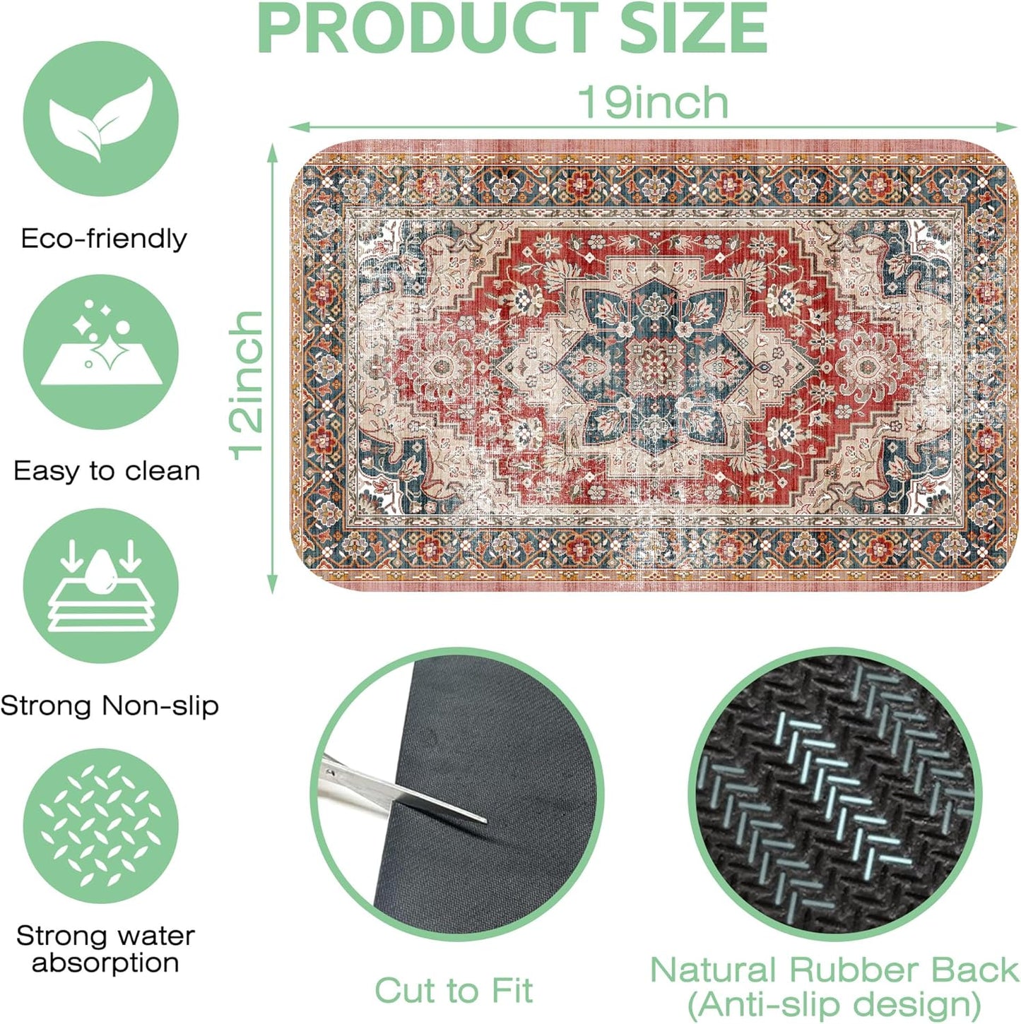 Dish Drying Mat Persian Style Textile Rug Texture Dish Drying Pad,12"X19"Bsorbent Coffee Mat for Sink Dishes or Under Rack Kitchen Counter Accessories Absorbent Hide Stain Drying Mat