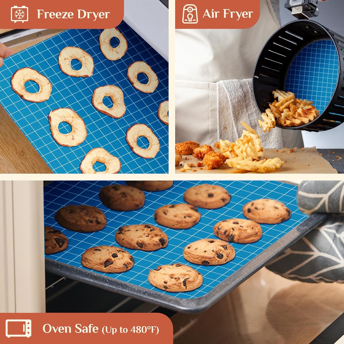 Silicone Baking Mat, 12 IN x 6 FT Free Cutting Baking Sheet, Non-Stick Reusable Dough & Pastry Mat, Non-Slip Silicone Mat Roll for Air Fryer Liner, Freeze Dryer, Oven Baking Pan, Kitchen Counter
