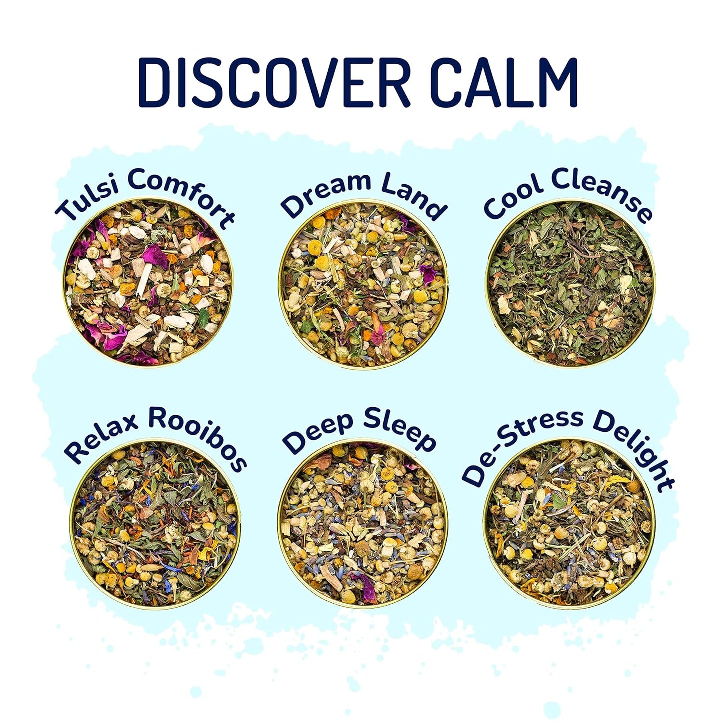 BREWIX, Discover Calm Premium Herbal Tea Christmas Gift Box (3.53oz/50+ Cups) | Tea Gift Sets For Tea Lover | 6 Unique Herbal Teas | Best for Birthdays, Anniversaries & Holidays