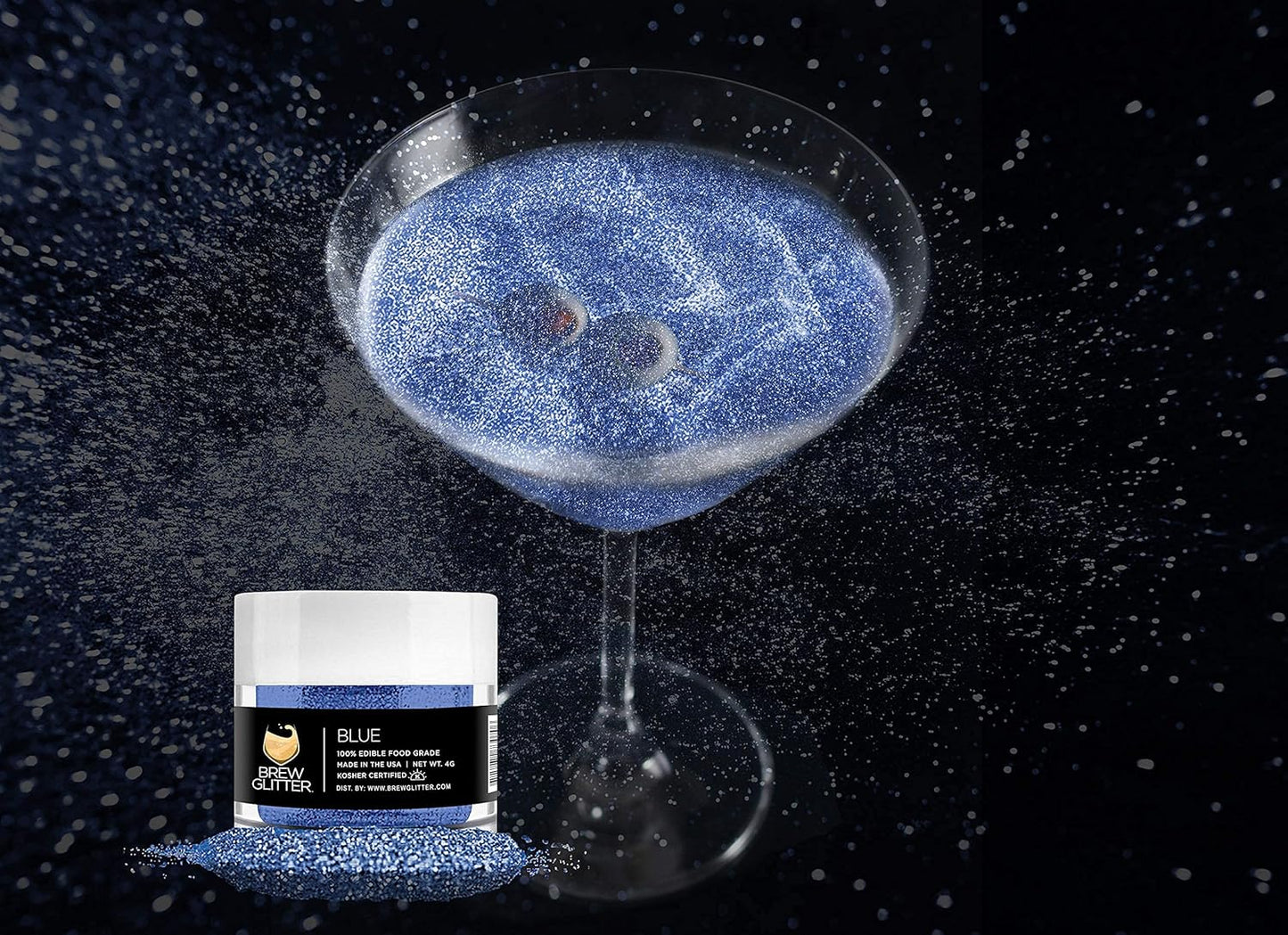 Blue Brew Glitter Edible Glitter for Drinks, Cocktails, Beer, Garnish Glitter & Beverages | Kosher & Halal Certified | 100% Edible & Food Grade | Vegan, Gluten, Nut Free (25g, Blue)