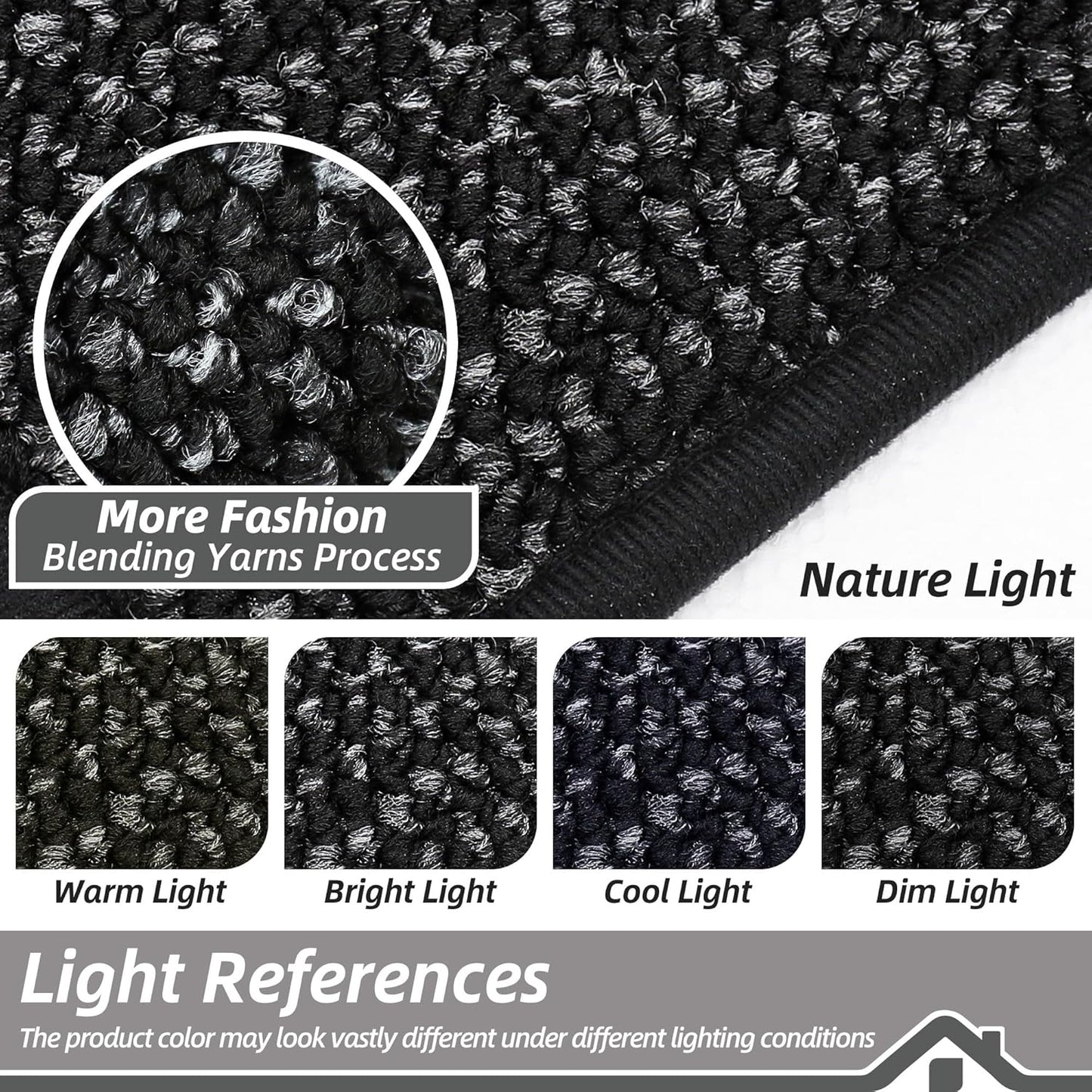 BEQHAUSE Dirt Trapper Door Mat 24" x 60", Non-Slip Washable Doormats Entrance Mat, Dirt Resistant and Absorbent Welcome Mat, Low Profile Floor Mats for Front Back Door and Entryway, Black