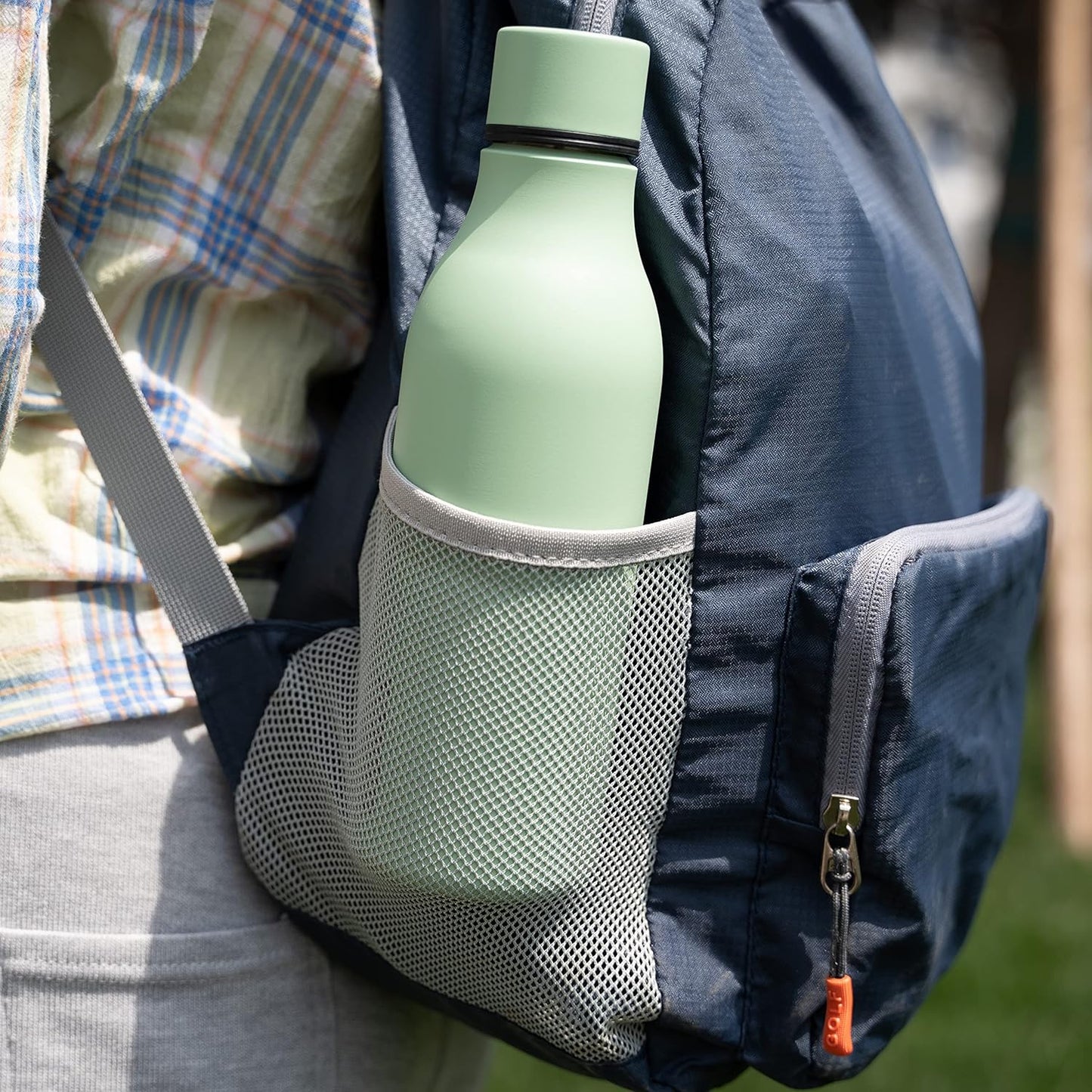 BJPKPK Insulated Water Bottles, 18 oz Stainless Steel Metal Water Bottle with Strap, BPA Free Leak Proof Thermos, Mugs, Flasks, Reusable Water Bottle for Sports & Travel, Macaron Green