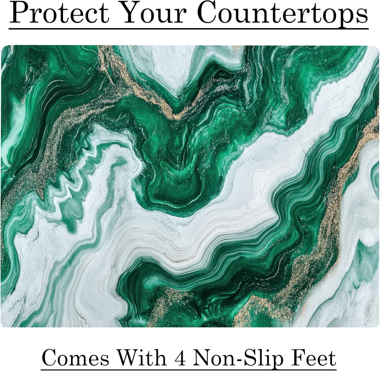 White Green Moss Agate Marble Kitchen Glass Cutting Board Ocean Decorative Gift Marbled Granite Stone Rock Gift For Her Mom Wife (White Green)