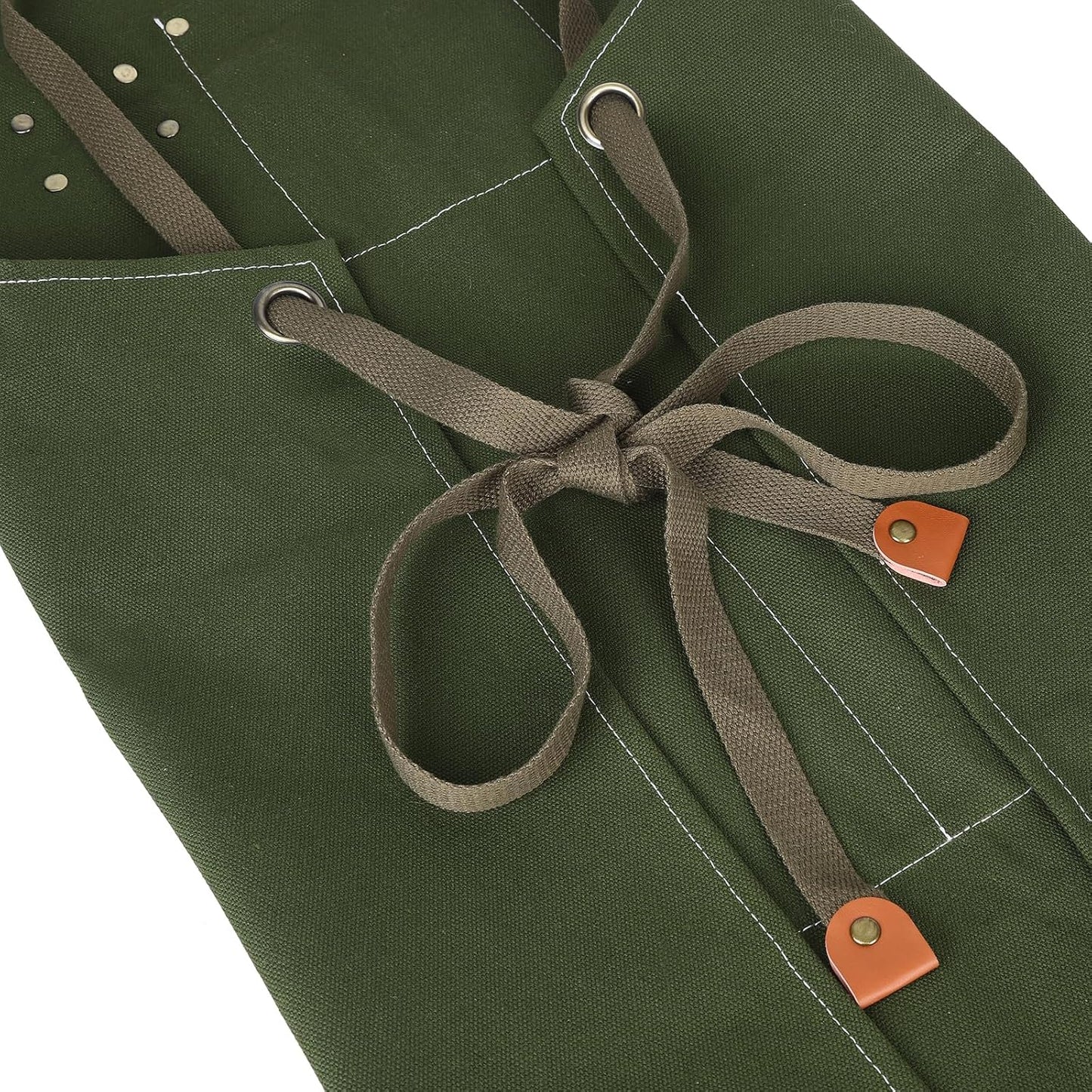 AFUN Chef Aprons for Men Women with Large Pockets, Cotton Canvas Cross Back Heavy Duty Adjustable Work Apron, Size M to XXL (Armygreen)