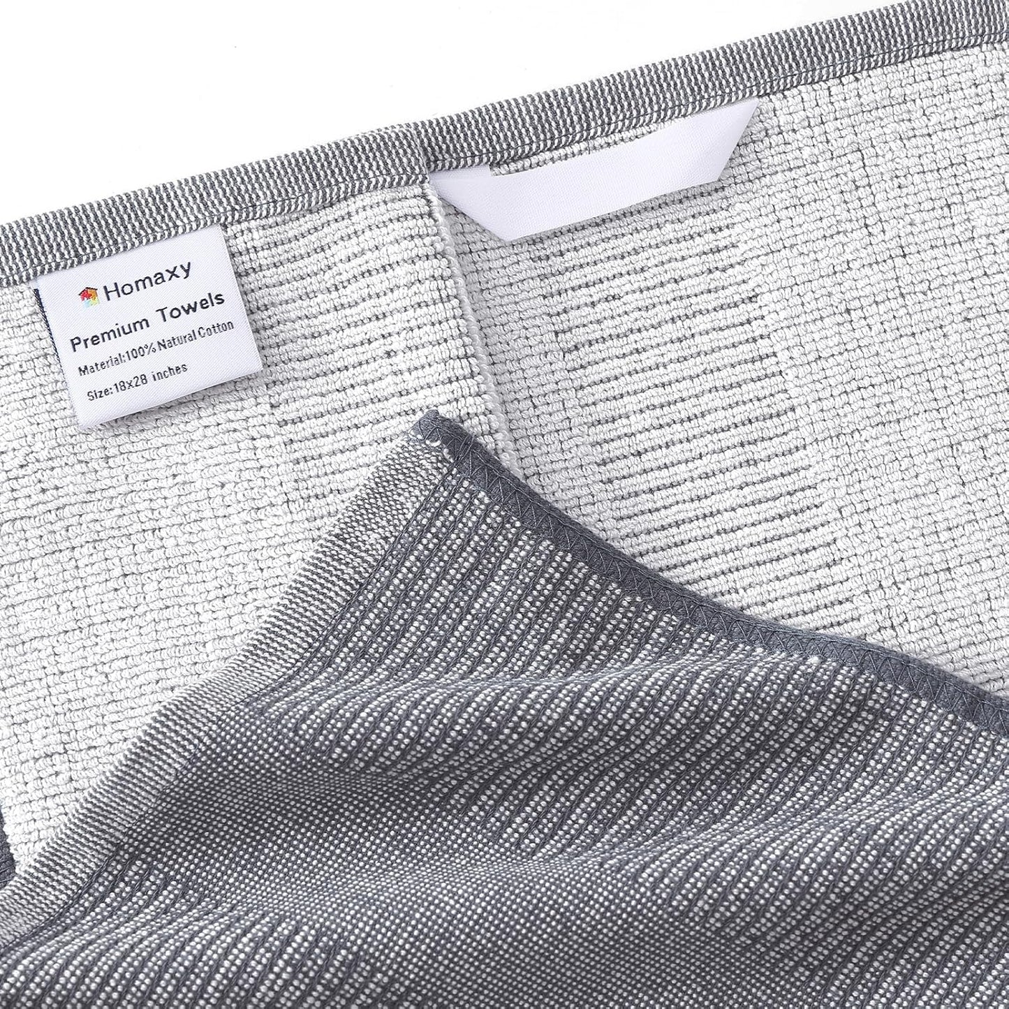 Homaxy Premium Kitchen Towels(18”x 28”, 8 Pack), Large Cotton Kitchen Hand Towels, Flat and Terry Dish Towels, 380 GSM Highly Absorbent Tea Towel Set with Hanging Loop, Mixed Color