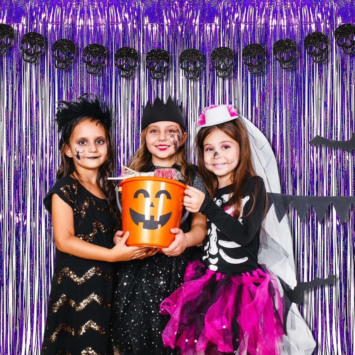 BRAVESHINE Purple Tinsel Foil Fringe Curtains - 2Pcs 3.2x8.2ft Metallic Holidays Photo Backdrop for Halloweens Birthdays Valentine's Bridal Shower Bachelorette Anniversary Engagement Party Supplies