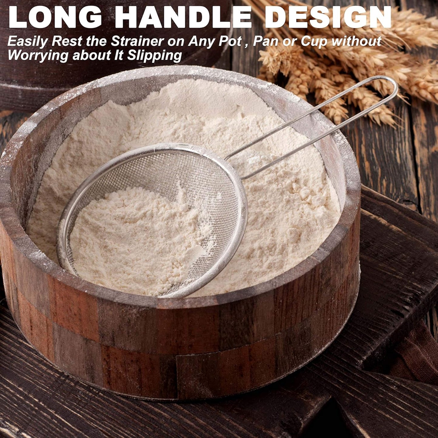 Anaeat Fine Mesh Strainers - Premium Stainless Steel Colander Sieve Sifters, with Durable Mesh and Sturdy Handle, Excellent for Sifting Dry ingredients, Flour, Pastas, Rice, Tea (7.87"）