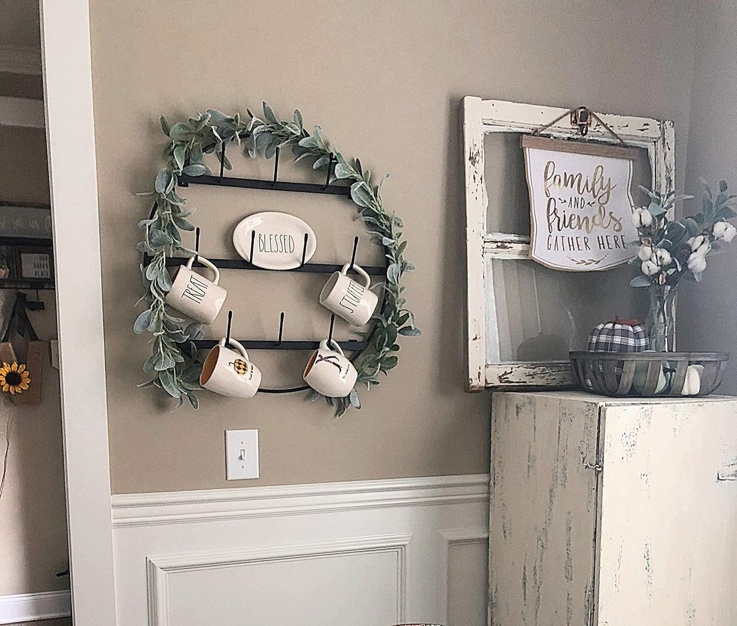 Claimed Corner Mug Rack with Sturdy Steel Frame, Matte Black Finish, Removable Rubber Caps, Wall Mounted (Round 24" x 24")