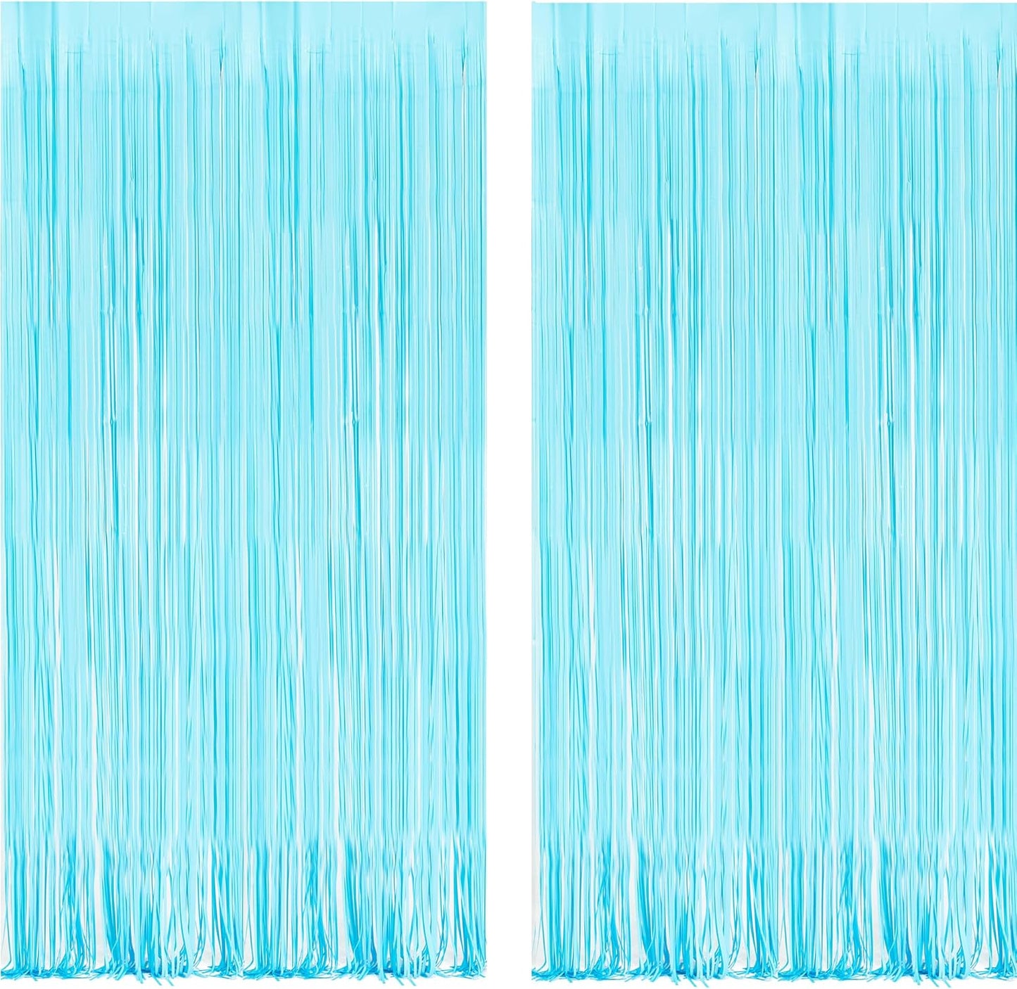 BRAVESHINE Foil Fringe Curtains Party Backdrop - Tinsel Curtain Backdrop Streamers Party Supplies for Halloween/Boo/Baby Boy/Frozen/Under Sea/Shark/Mermaid Birthdays Decorations - 2Pcs Pastel Blue