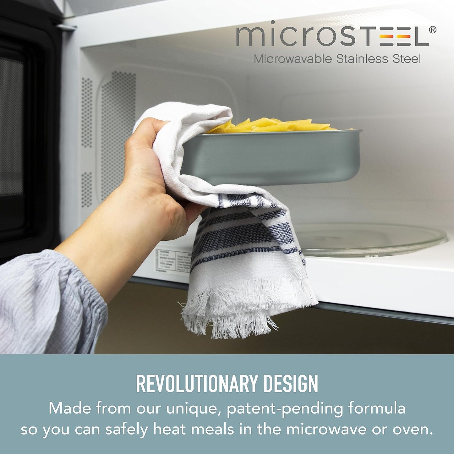 Bentgo MicroSteel Leak-Proof Lunch Box - Microwave-Safe, Oven-Safe, Bento-Style Container with Removable Divider, Airtight Lid, Sustainable Design, Odor & Stain Resistant (Aqua)