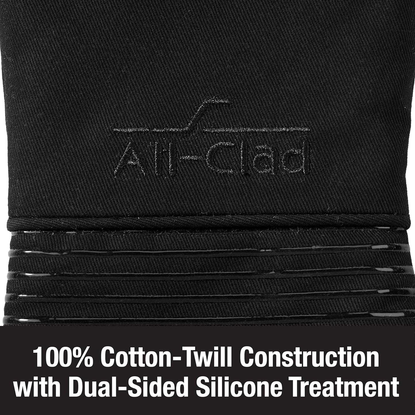 All-Clad Silicone Oven Mitts: Heat Resistant up to 500 Degrees - 100% Cotton & Silicone, 14"x7" Oven Mitt for Kitchen and Barbecue, 2-Pack, Black