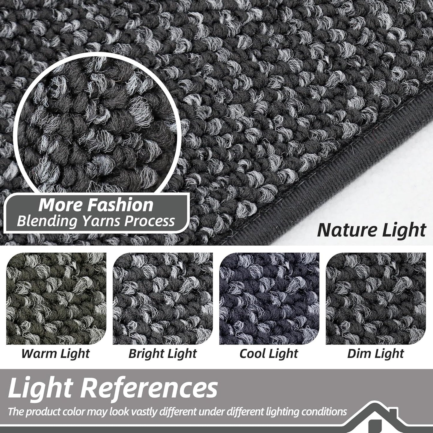 BEQHAUSE Dirt Trapper Door Mat 20" x 32", Non-Slip Washable Doormats Entrance Mat, Dirt Resistant and Absorbent Welcome Mat, Low Profile Floor Mats for Front Back Door and Entryway, Charcoal