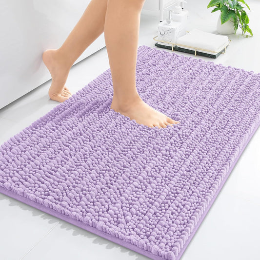 Arotive Luxury Chenille Bathroom Rug Mat, Extra Soft Thick Absorbent Shaggy Bath Rugs, Non-Slip Machine Wash Dry, Plush Bath Mats for Bathroom, Shower and Tub, 30x20, Light Purple