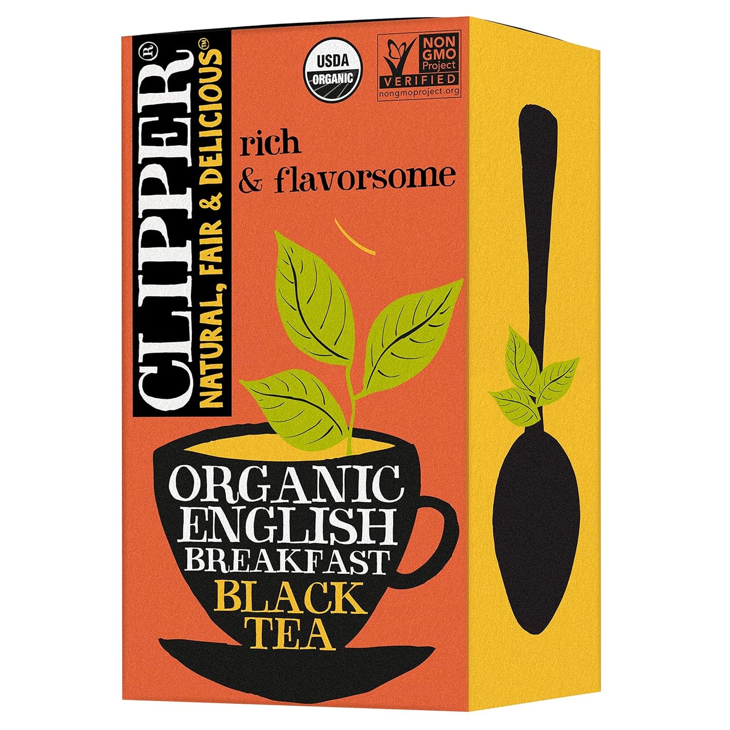 Clipper Tea Organic Fairtrade English Breakfast, Big Ben - USDA Organic, Non-GMO, Fair Trade, Sustainable Caffeinated Tea, 1 Pack, 20 Unbleached Tea Bags