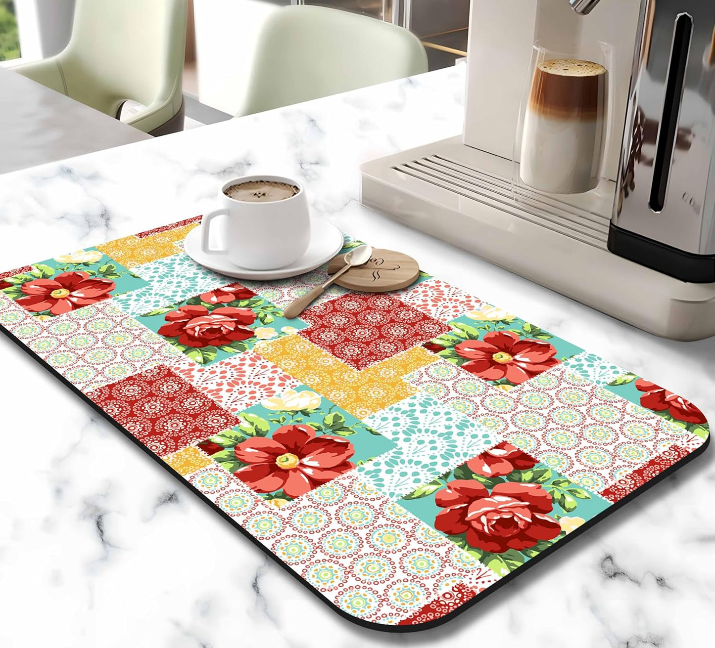 Dish Drying Mat for Kitchen Counter 20x12in Washable Quick Dish Drying Pad Rubber Backed Absorbent Draining Mat Fit Kitchen Counter,Bar,Under Sink,Dishes,Utensils,Dish Rack