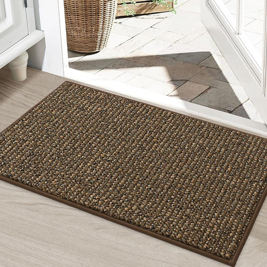 BEQHAUSE Dirt Trapper Door Mat 24" x 36", Non-Slip Washable Doormats Entrance Mat, Dirt Resistant and Absorbent Welcome Mat, Low Profile Floor Mats for Front Back Door and Entryway, Brown