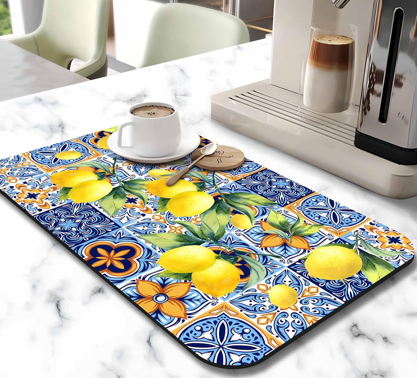 Dish Drying Mat for Kitchen Counter 20x12in Washable Quick Dish Drying Pad Rubber Backed Absorbent Draining Mat Fit Kitchen Counter,Bar,Under Sink,Dishes,Utensils,Dish Rack