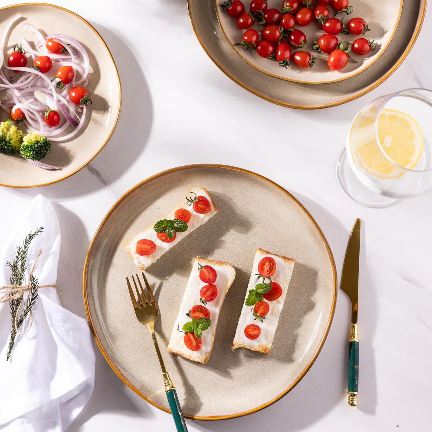 AmorArc Ceramic Plates Set of 6, 8.5 Inch Handmade Reactive Glaze Stoneware Plates set for Dessert, Salad, Appetizer, Small Dinner Plates, Microwave&Dishwasher Safe, Scratch Resistant