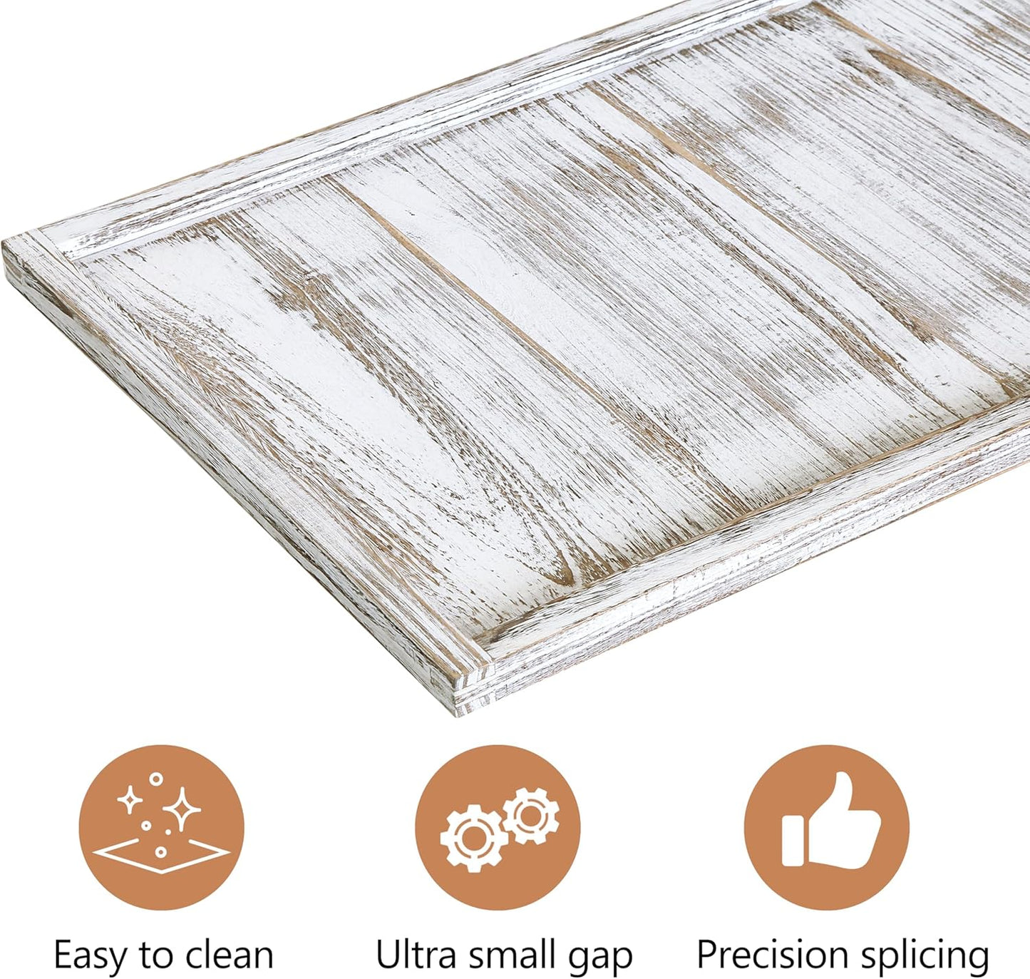 40"x20" Extra Large Long Rectangle Ottoman Table Tray - Rustic Wooden Serving Tray for Farmhouse Decorative Oversized Coffee Table Trays Living Room Kitchen Counter Breakfast White