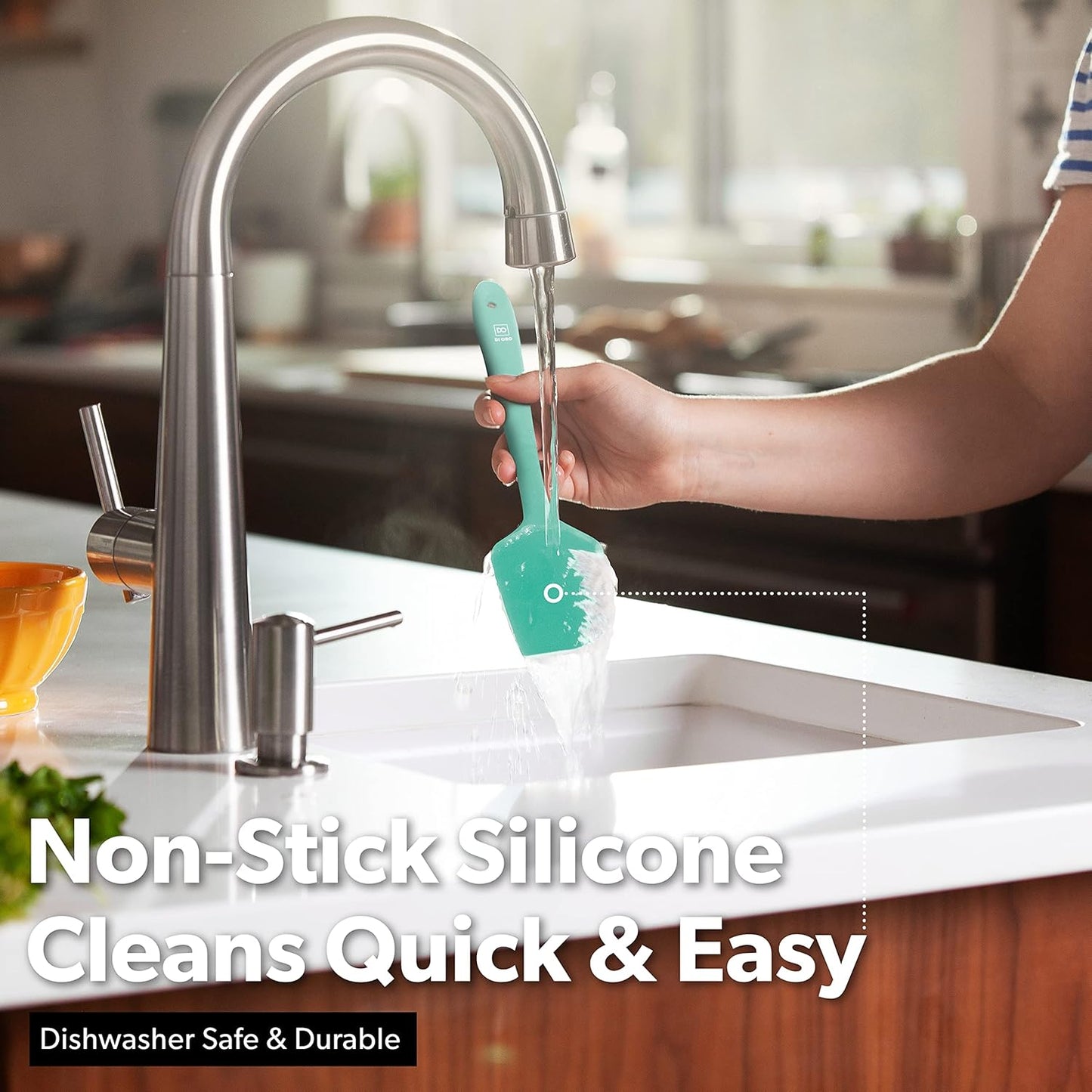 DI ORO Silicone Spatula Set - Rubber Kitchen Spatulas for Baking, Cooking, & Mixing - 600°F Heat-Resistant & BPA Free Silicone Scraper Spatulas for Nonstick Cookware - Dishwasher Safe (3pc, Mint)