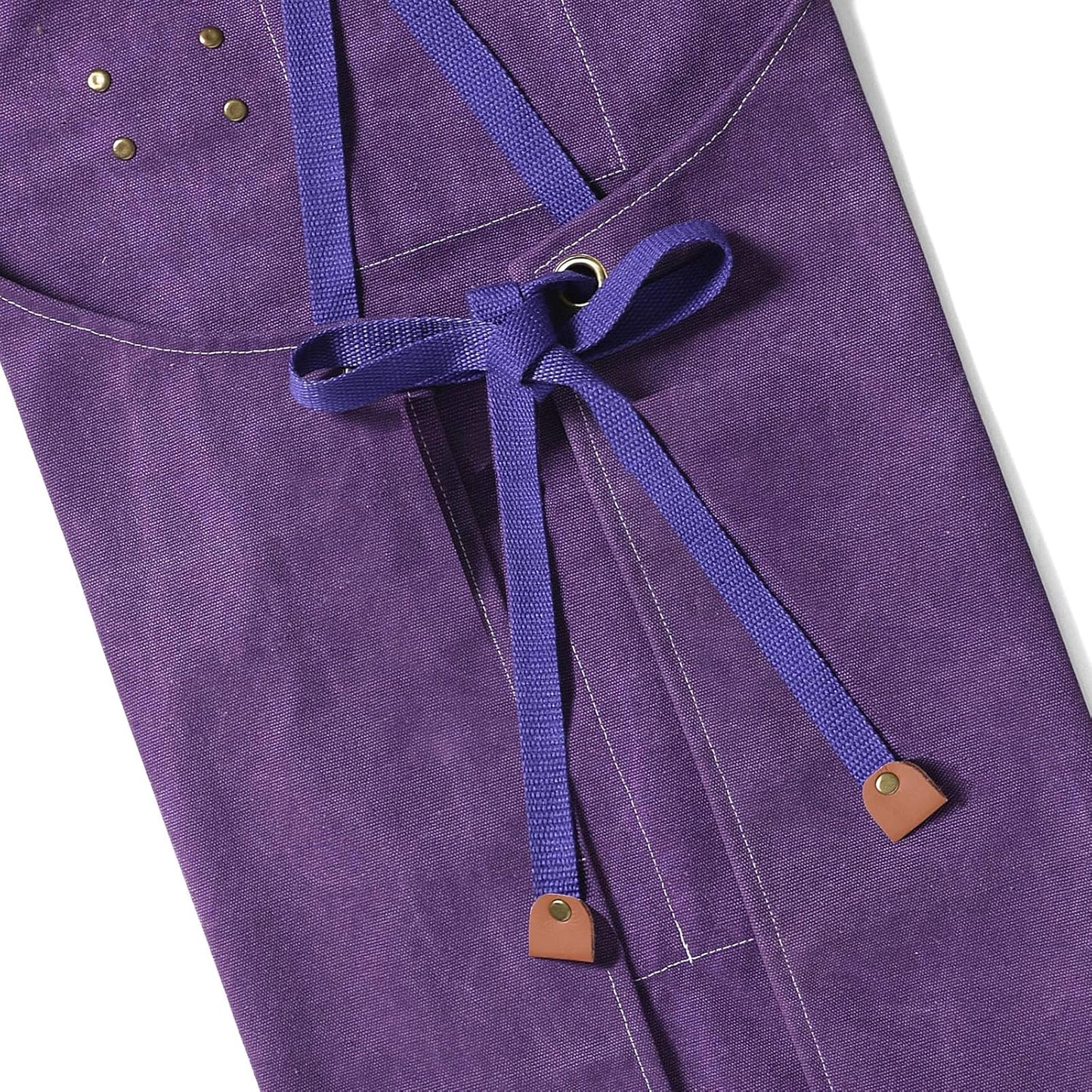 AFUN Chef Aprons for Men Women with Large Pockets, Cotton Canvas Cross Back Heavy Duty Adjustable Work Apron, Size M to XXL (Purple)