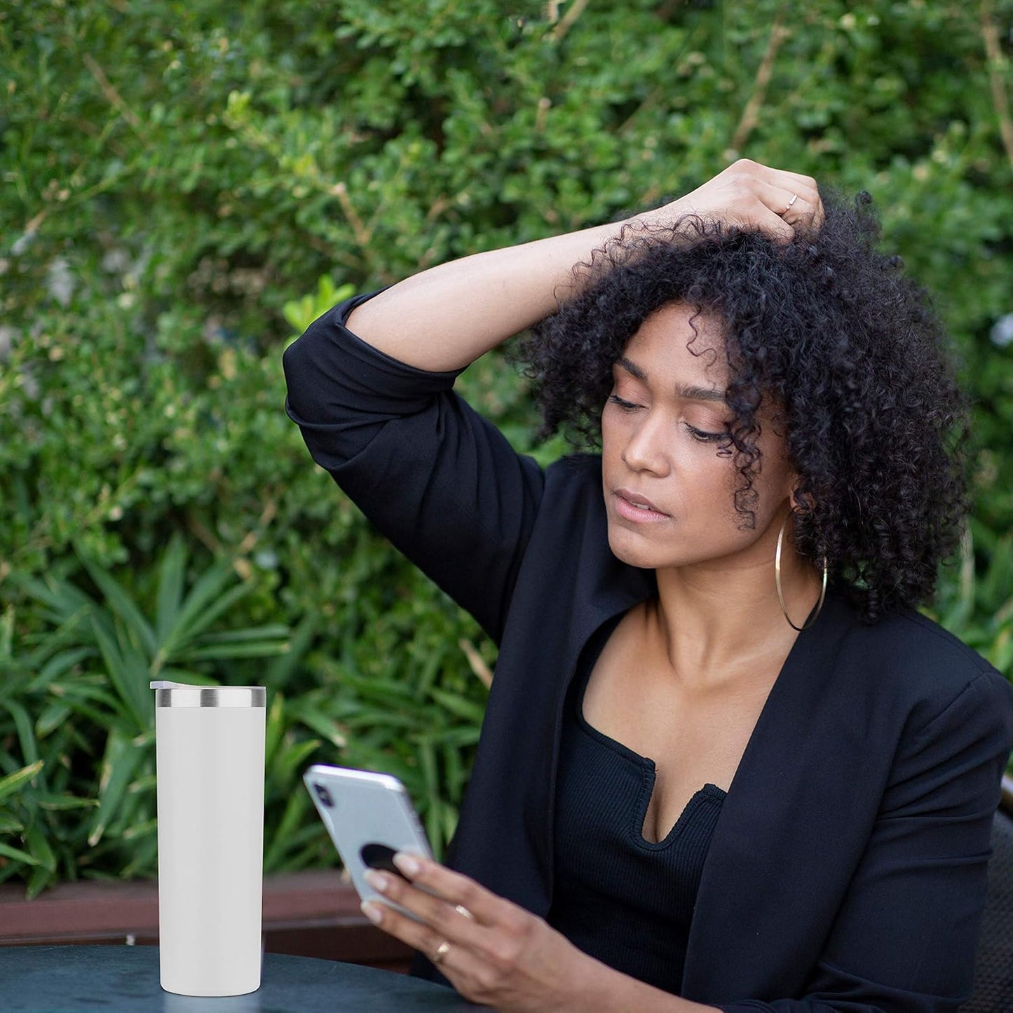 HASLE OUTFITTERS 20 oz Skinny Tumblers Bulk Set, Stainless Steel Insulated Slim Tumblers with Lids, Reusable Double Wall Travel Coffee Mugs, Durable Powder Coated Travel Water Cups(White, 4)