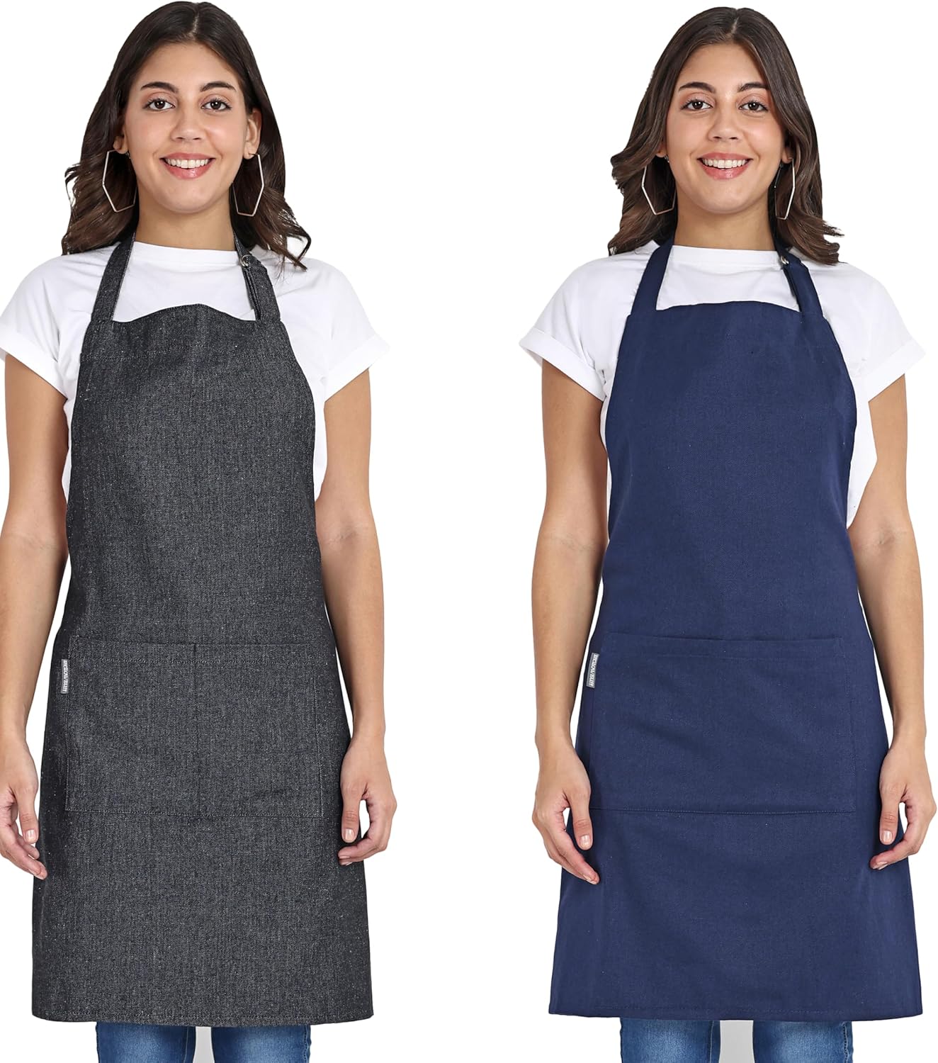 Chef Apron, Recycled Cotton Kitchen Apron with an Adjustable Neck with Long Ties, for cooking, baking
