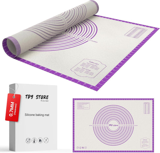 28 * 20 inches purple, non-slip silicone baking sheets - baking mat with 0.7mm thickness - non-stick pastry & cookie mat for kitchen counter for rolling out dough with measurements.
