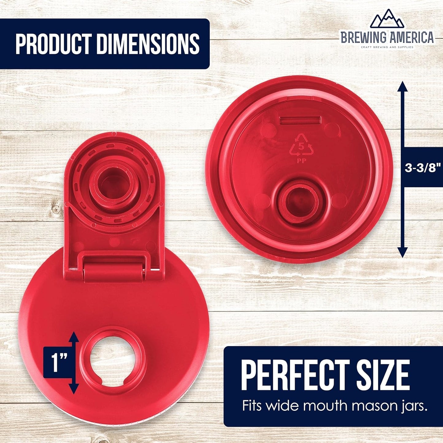 Brewing America Mason Jar Drinking Cup Pint and Half Drinking Lid and Azure 24oz Jar (1, Old Glory Red)